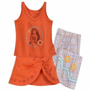 DISNEY Moana 3-piece skirted PJ set- Size 7/8 girls